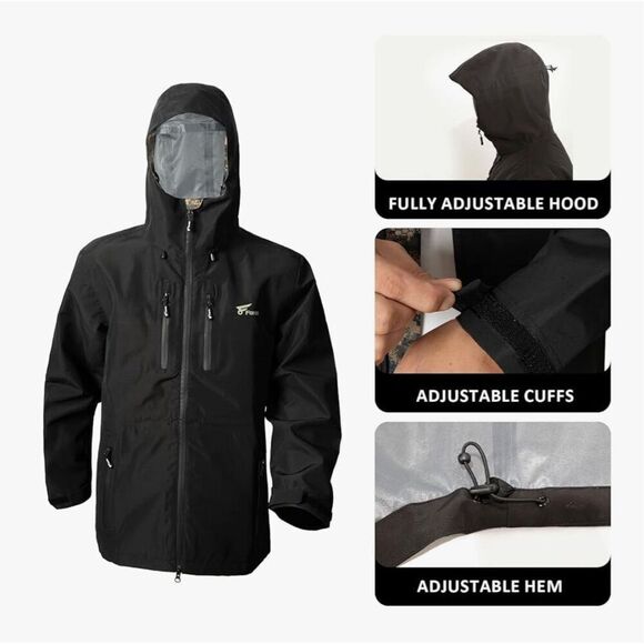 8 Fans Men's Hooded Jacket - 20000mm Waterproof Coats for Outdoor Work Hiking - Picture 2 of 10